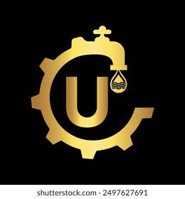 Chat Logo combine with letter U vector template