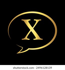 Chat Logo combine with letter X vector template