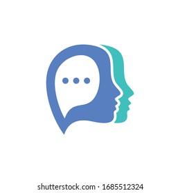 Chat logo concept. Head with bubble chat vector