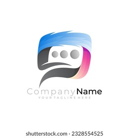 Chat logo design, 3d colorful icon, communication logos