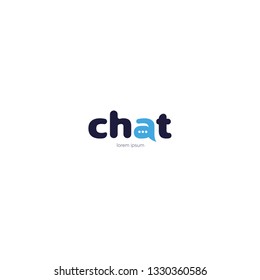 Chat logo design in blue colors for a mobile application on a white background.