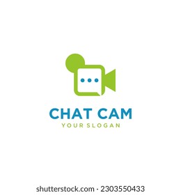 diseño del logotipo de chat con cámara y fotografía