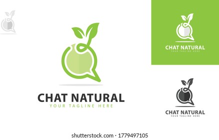 Chat logo design combined with a circular leaf. There are two color concepts too. vector