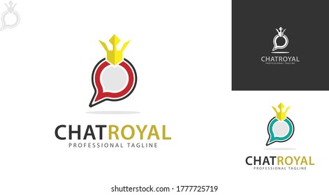 Chat logo design combined with a crown. There are also two color concepts. Vector