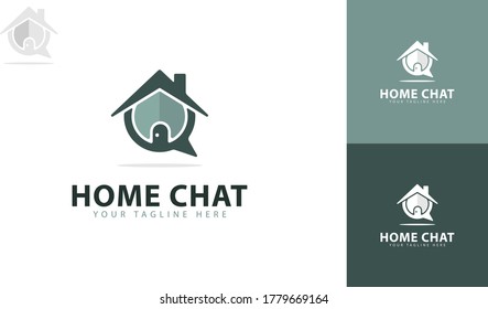 Chat logo design combined with home. There are also two color concepts. vector
