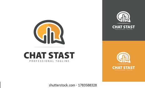 Diseño del logotipo de chat combinado con estadísticas. También hay dos conceptos de color. vector