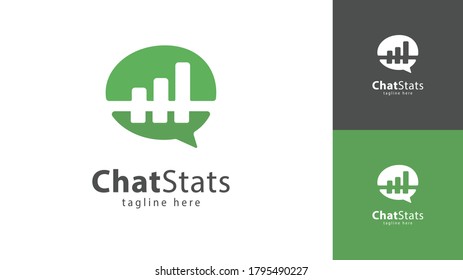 Chat-Logo-Design kombiniert mit Statistiken. Vektorgrafik