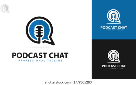 Chat logo design combined with the symbol mic from the podcast. There are two color concepts too. vector