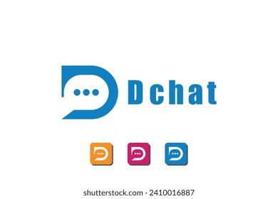 chat logo design with letter d concept