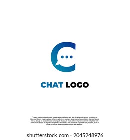 Chat logo design on isolated background, letter c with speech bubble concept