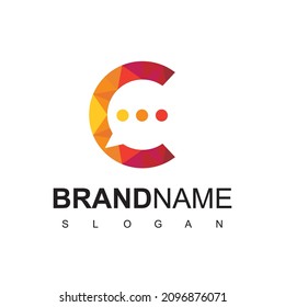 Chat Logo Design Template, Letter C Icon With Chat Symbol