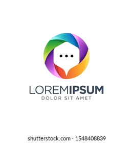 Chat Logo Design Vector Illustration