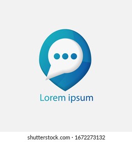chat logo design vector illustration. Blue Color