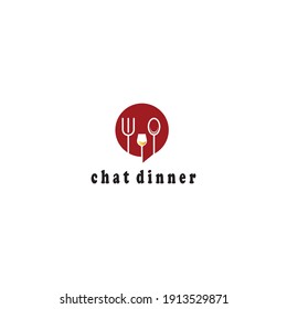 chat logo food and drink fork design vector illustration
