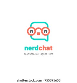 Chat logo with glasses and happy face