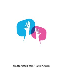 Chat logo and hand design