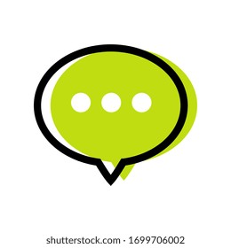 Diseño del icono del logotipo del chat, símbolo de comentario, discurso de burbuja y puntos
