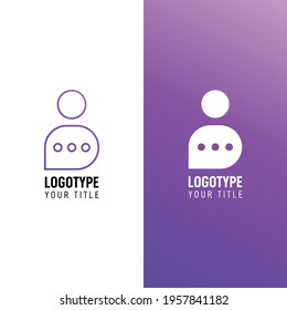 Chat logo icon. Vector logo chat design template with man. Abstract communication vector logotype.