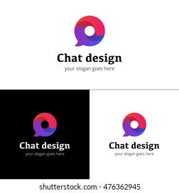 Chat logo icon. Vector logo chat design template with trend color on white-black background. Abstract communication vector logotype.