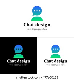 Chat logo icon. Vector logo chat design template with trend color on white-black background. Abstract communication vector logotype.
