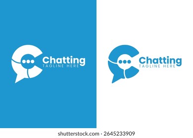 Chat logo with initial C. Suitable for business, branding, social media, etc.