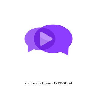Chat logo media support button purple vector 