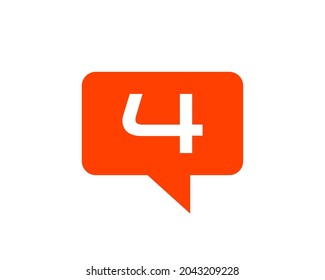 Logo De Chat En Concepto De 4 Cartas. Logo de chat de la carta 4. Plantilla de diseño de logotipo de comunicación de carta 4