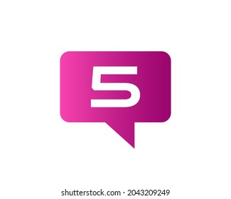 Chat Logo On 5 Letter Concept. Letter 5 Chat Logo. Letter 5 communication logo design template