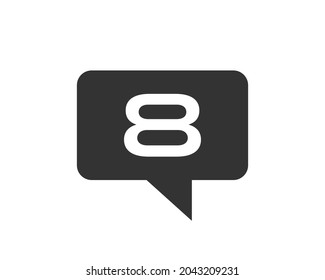 Chat Logo On 8 Letter Concept. Letter 8 Chat Logo. Letter 8 communication logo design template