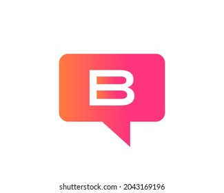 Chat Logo On B Letter Concept. Letter B Chat Logo. B letter with Speech bubble logo. Letter B communication logo design template