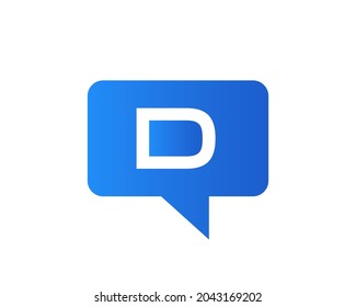 Chat Logo On D Letter Concept. Letter D Chat Logo. D letter with Speech bubble logo. Letter D communication logo design template