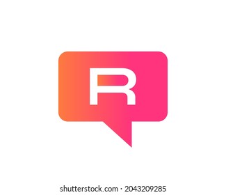 Chat Logo On R Letter Concept. Letter R Chat Logo. Letter R communication logo design template