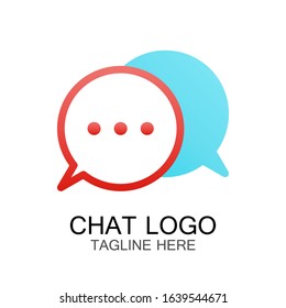 chat logo, red and blue speech bubble, for a company logo or symbol