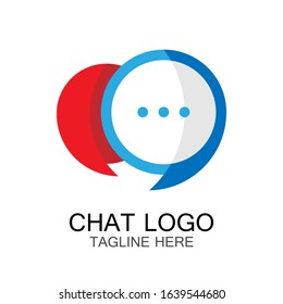 chat logo, red and blue speech bubble, for a company logo or symbol