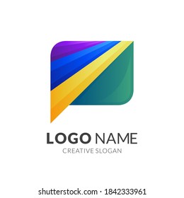 chat logo template with 3d colorful style