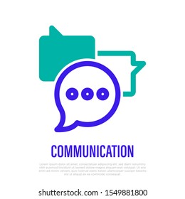 Chat logo: three speech bubbles in different shape. Thin line icon. Business communication. Vector illustration.