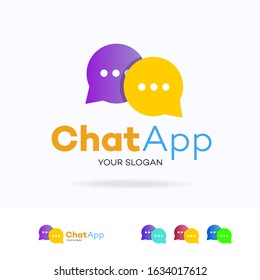 Chat logotype flat style for community, chat bot, chatting technology, social media, support