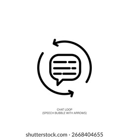 Bolha de Fala de Ícone de Loop de Chat com Setas Circulares