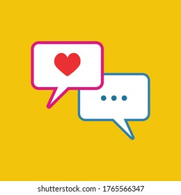 Chat por concepto de amor, chat de amor, comunicaciones, diseño plano, vector, ilustración.