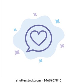 Chat, Love, Heart Blue Icon on Abstract Cloud Background. Vector Icon Template background