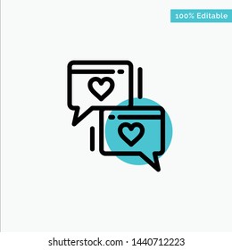 Chat, Love, Heart, Wedding turquoise highlight circle point Vector icon