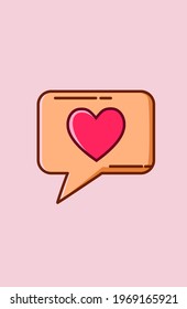Chat with love icon notification cartoon illustration