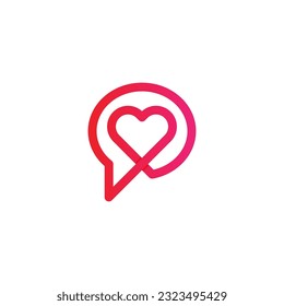 Chat love logo Design, Talk love logo, Chat heart logo, icon, vector