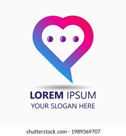 chat love logo design template. gradient style logo. chat, talk, love illustration vector