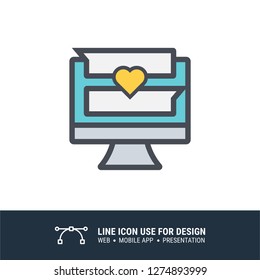 chat love message app icon vector illustration