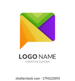plantilla de logotipo de chat y correo, estilo de logotipo 3d moderno en colores vibrantes degradados
