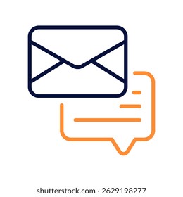 Chat Mail Vector Icon for Online Messaging and Paperwork Communication. Digital chat symbol, message exchange concept, modern correspondence. Line Duo Tone Icon