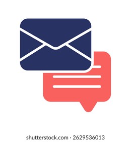 Chat Mail Vector Icon for Online Messaging and Paperwork Communication. Digital chat symbol, message exchange concept, modern correspondence. solid duo tone Icon