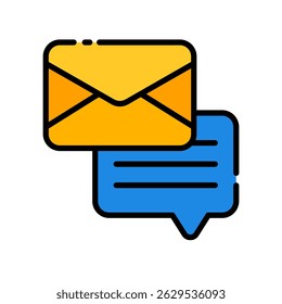 Chat Mail Vector Icon for Online Messaging and Paperwork Communication. Digital chat symbol, message exchange concept, modern correspondence. filled line Icon