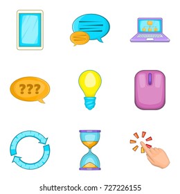 Chat manager icons set. Cartoon set of 9 chat manager vector icons for web isolated on white background